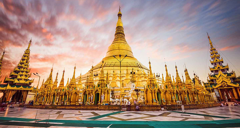 The main gold-plated dome is topped by a stupa containing over 7,000 diamonds, rubies, topaz and sapphires