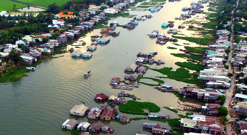 A floating village in Chau Doc
