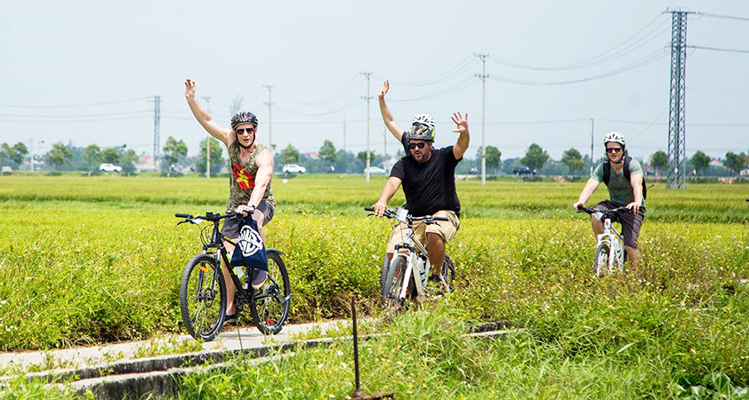 Tourists are happy to have a biking tour there